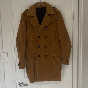 Zara Men's Camel Corduroy Lined Coat